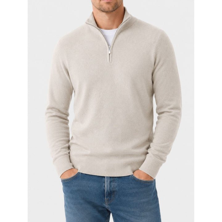 Pull Hugo homme en laine mérinos – col V et détail zippé