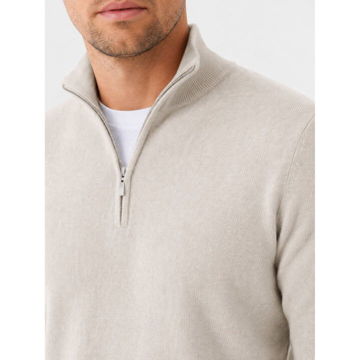Pull Hugo homme en laine mérinos – col V et détail zippé