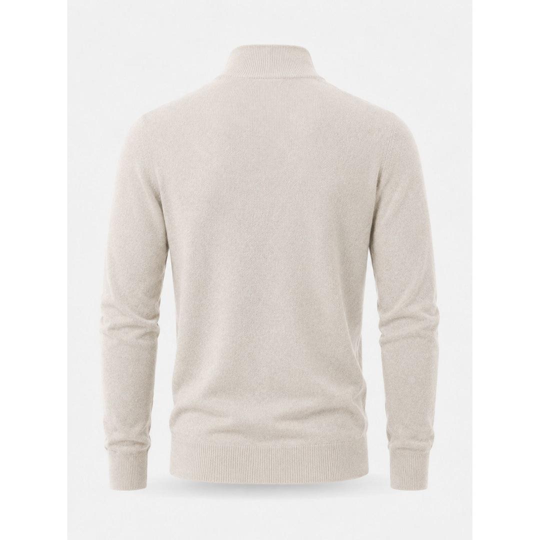 Pull Hugo homme en laine mérinos – col V et détail zippé