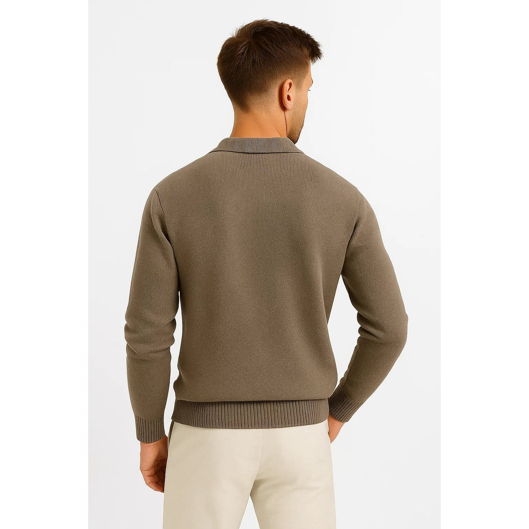 Pull polo homme en maille coton mélangé – col structuré