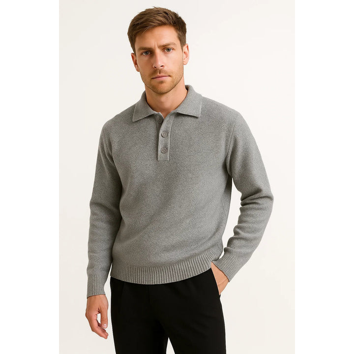 Pull polo homme en maille coton mélangé – col structuré