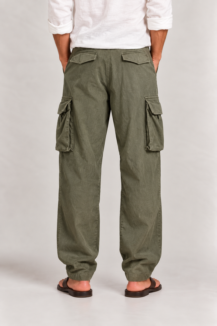 Pantalon homme style militaire M-47, coton chevrons épais