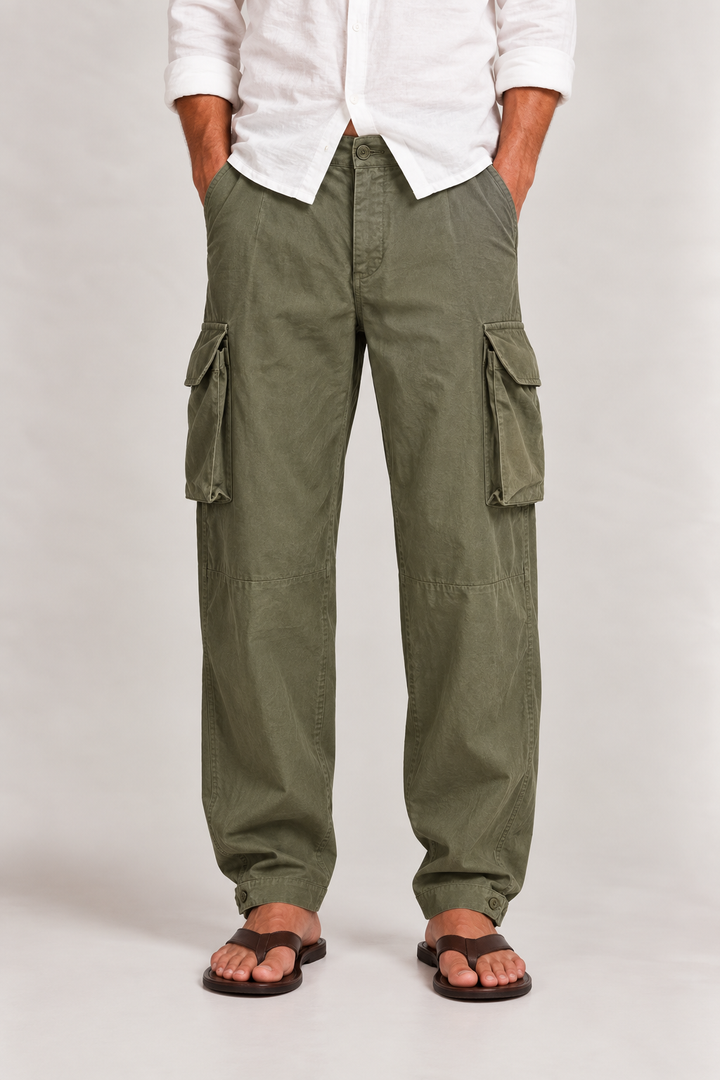 Pantalon homme style militaire M-47, coton chevrons épais