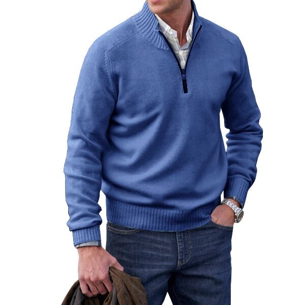 Pull col roulé en mélange cachemire – maille épaisse et zip