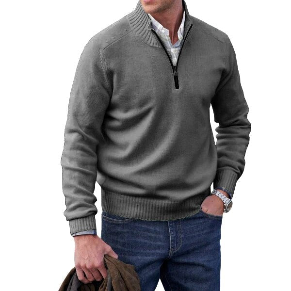 Pull col roulé en mélange cachemire – maille épaisse et zip
