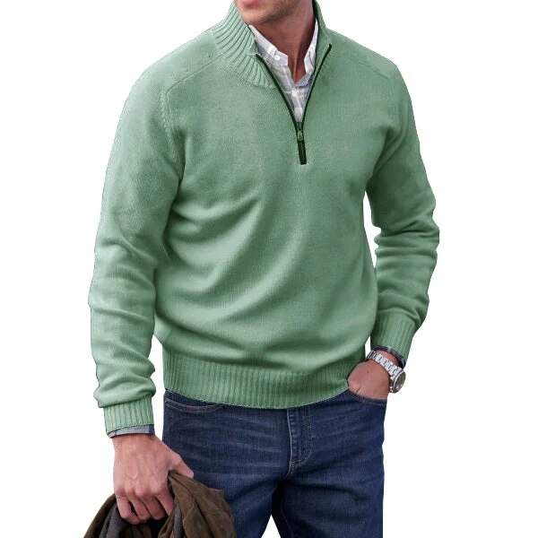Pull col roulé en mélange cachemire – maille épaisse et zip