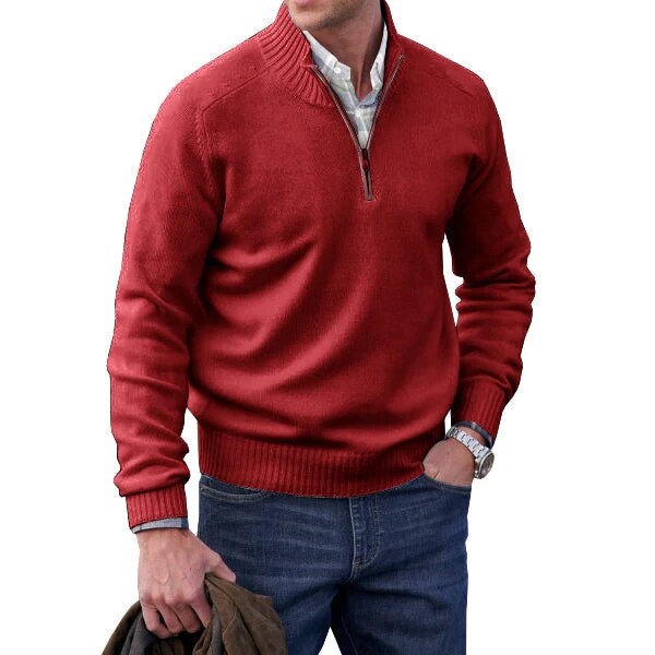 Pull col roulé en mélange cachemire – maille épaisse et zip