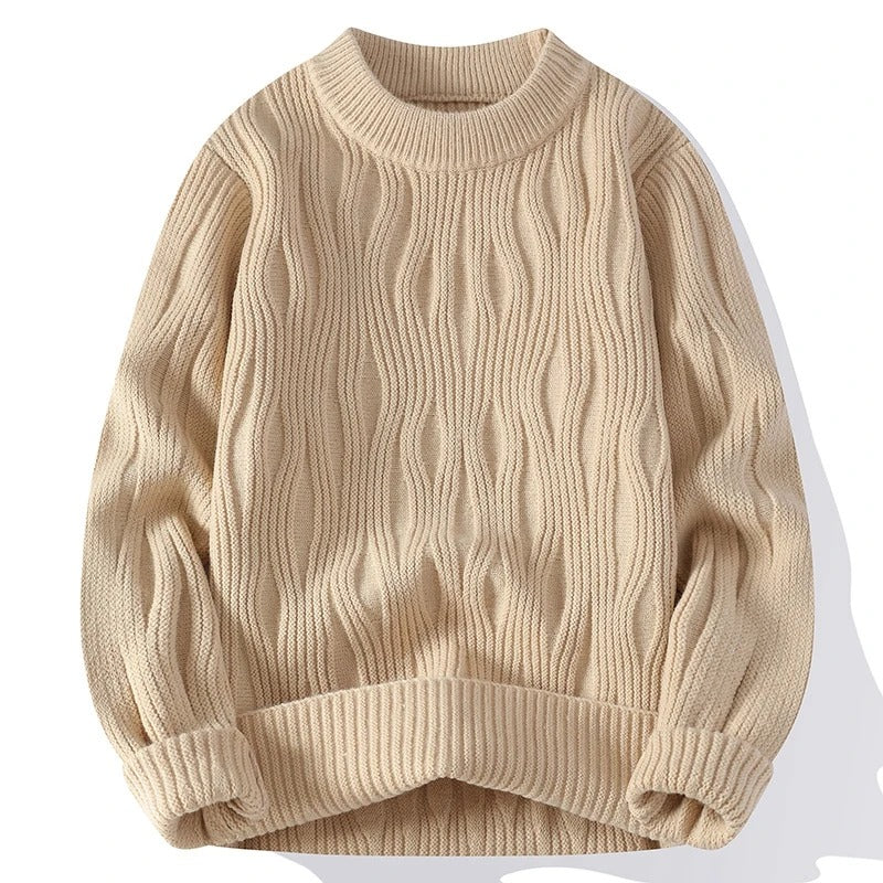 Pull homme en maille épaisse – coupe slim et tons neutres