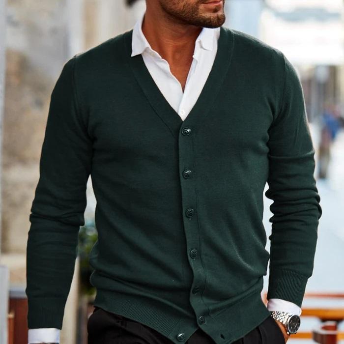 Cardigan homme à boutons et col V – maille douce et élégante