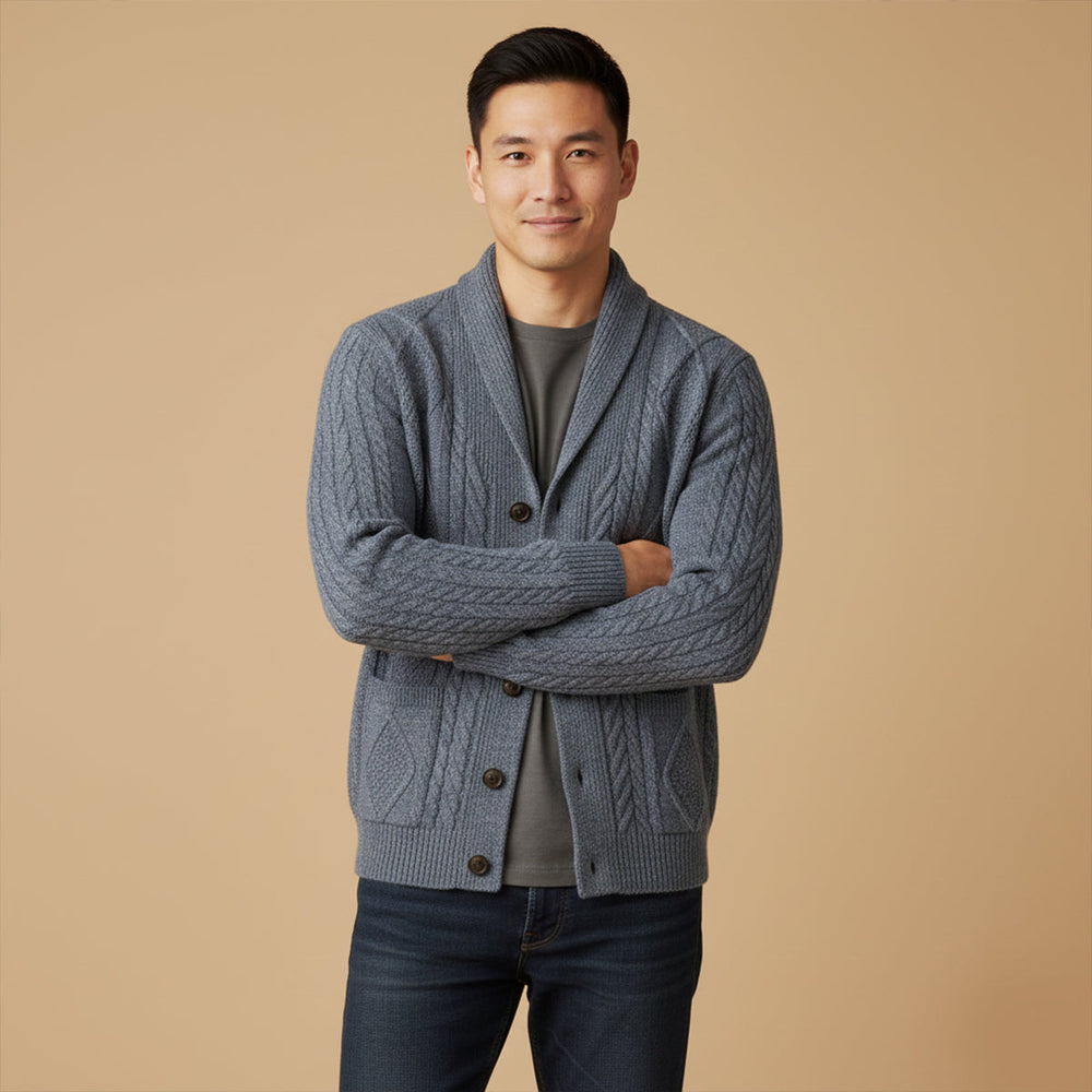 Cardigan Manchester boutonné pour homme – douceur et élégance