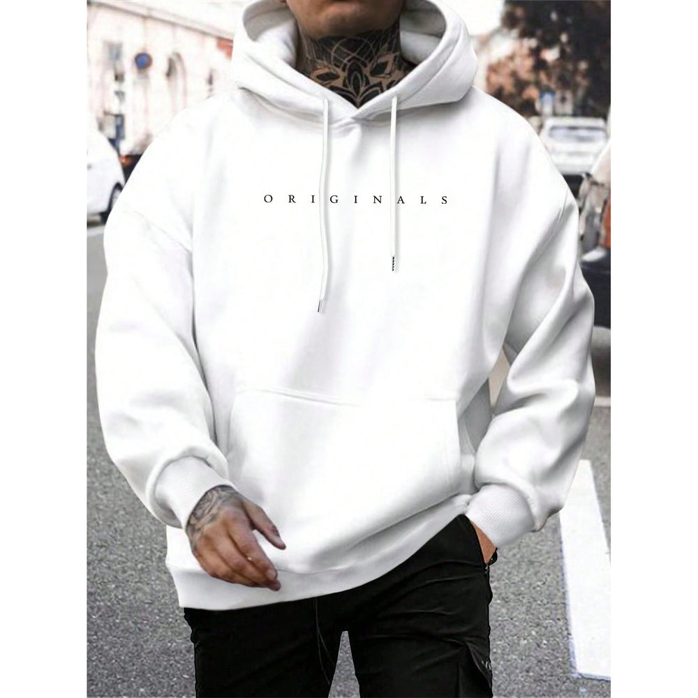 Sweat à capuche homme avec imprimé lettres – coton stretch