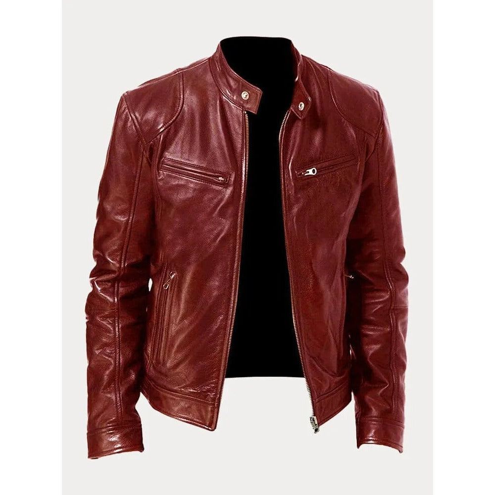 Veste biker Sven homme en cuir PU – doublure en coton