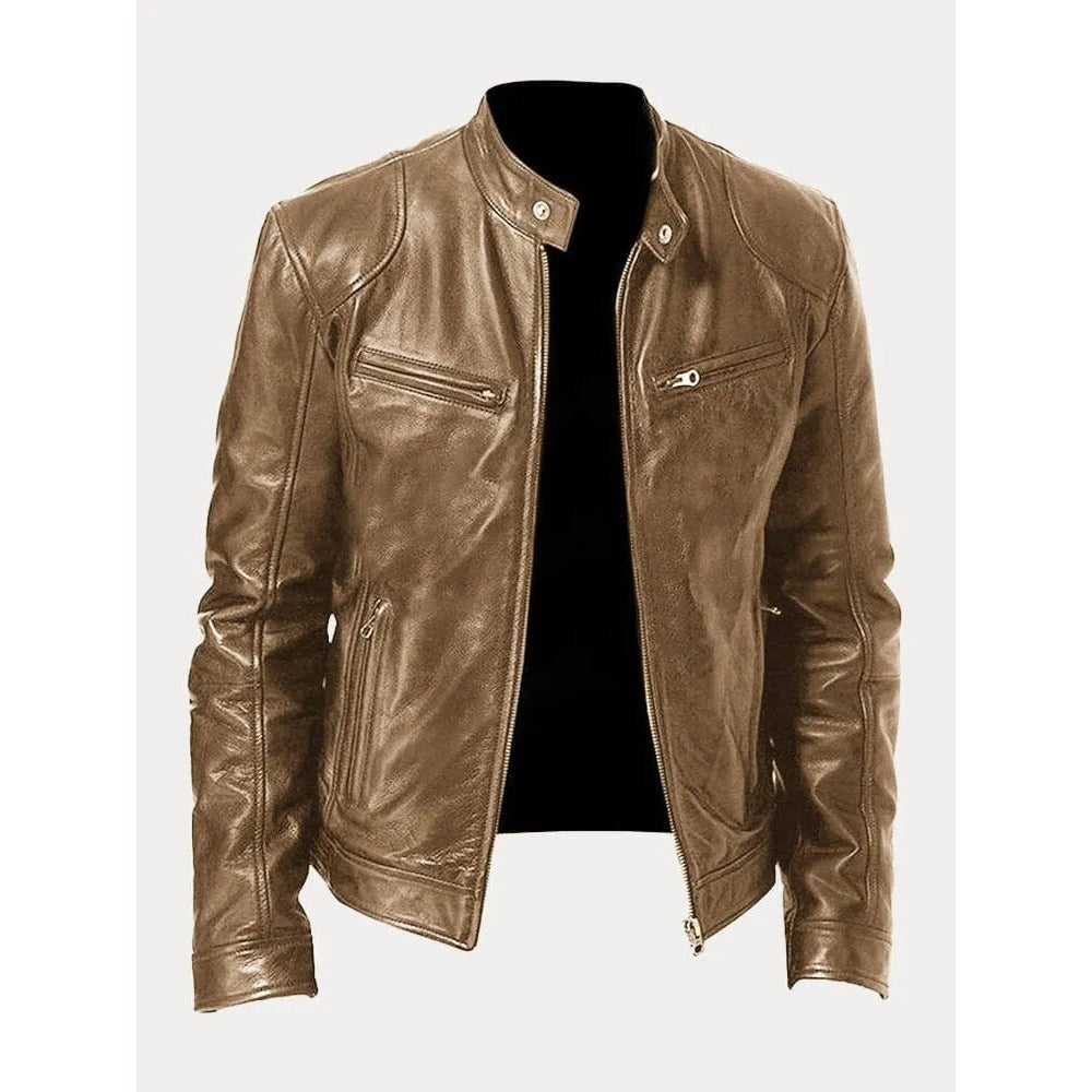 Veste biker Sven homme en cuir PU – doublure en coton