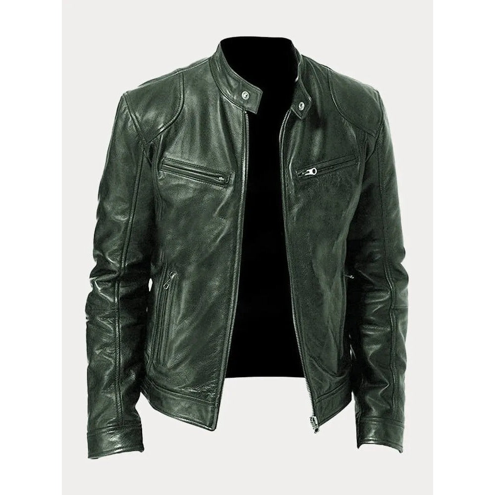 Veste biker Sven homme en cuir PU – doublure en coton