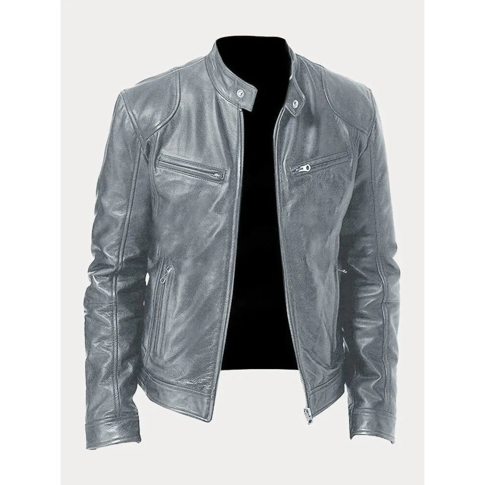 Veste biker Sven homme en cuir PU – doublure en coton