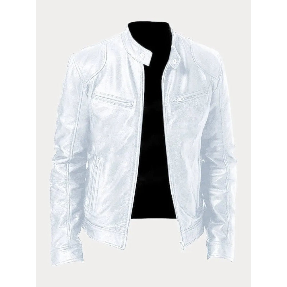 Veste biker Sven homme en cuir PU – doublure en coton