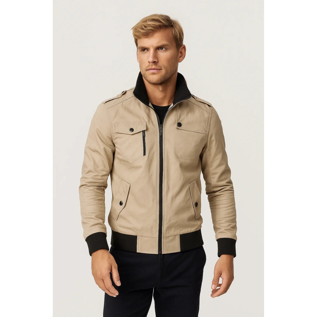 Veste casual homme à poches poitrine et zip – coupe droite