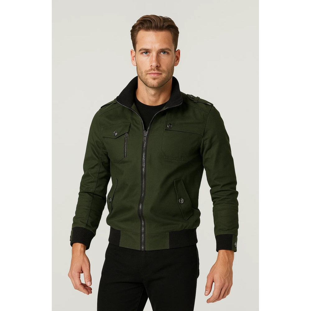 Veste casual homme à poches poitrine et zip – coupe droite