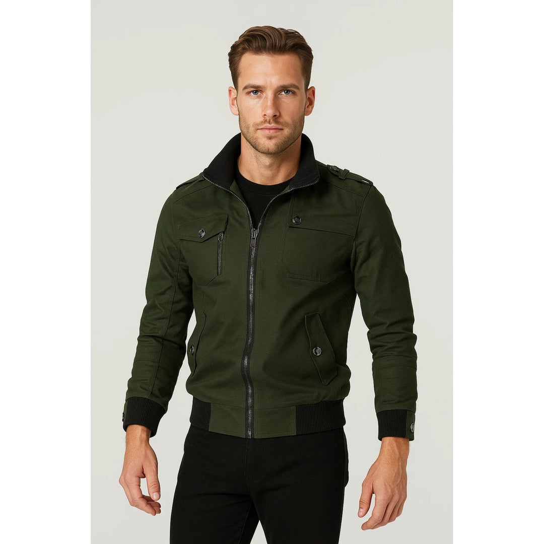 Veste casual homme à poches poitrine et zip – coupe droite