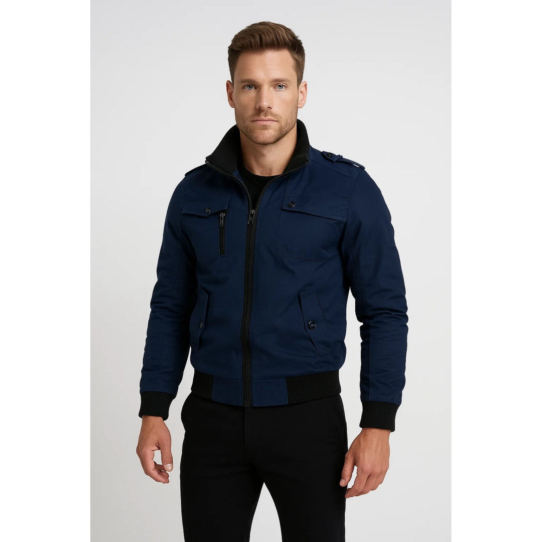 Veste casual homme à poches poitrine et zip – coupe droite