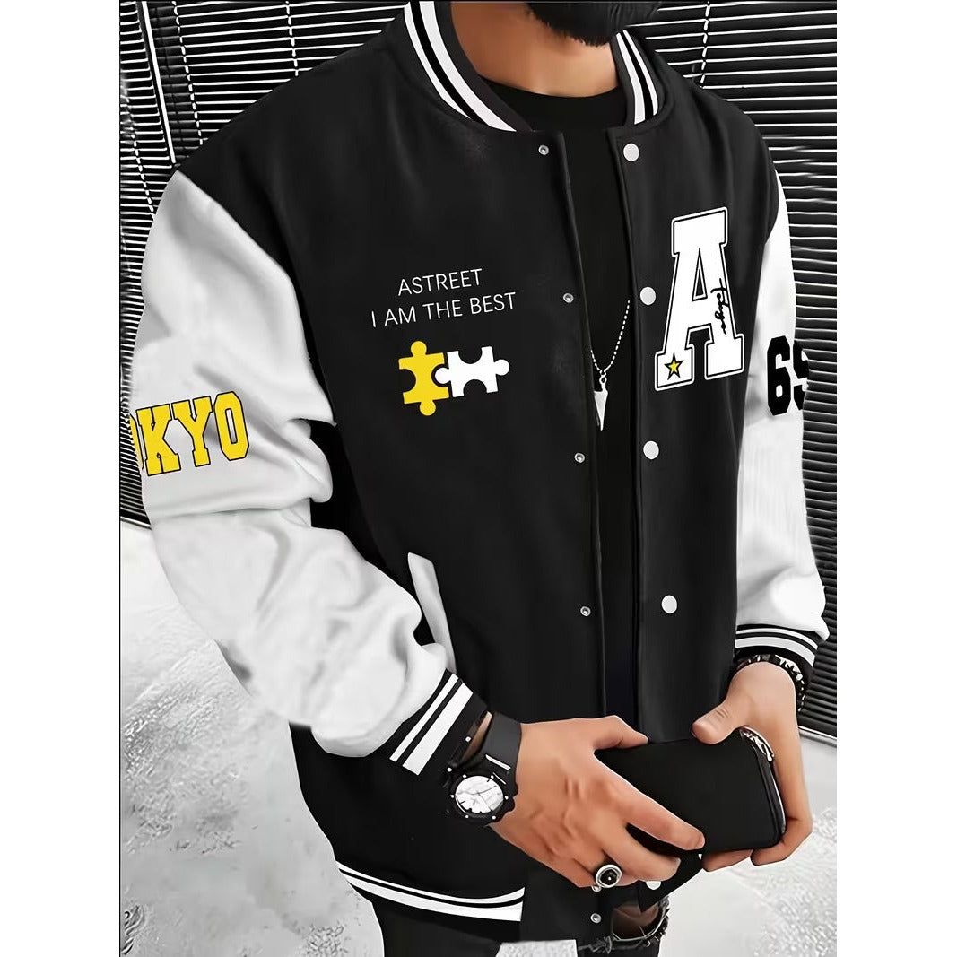Veste colour block homme à col teddy – légère pour l'automne