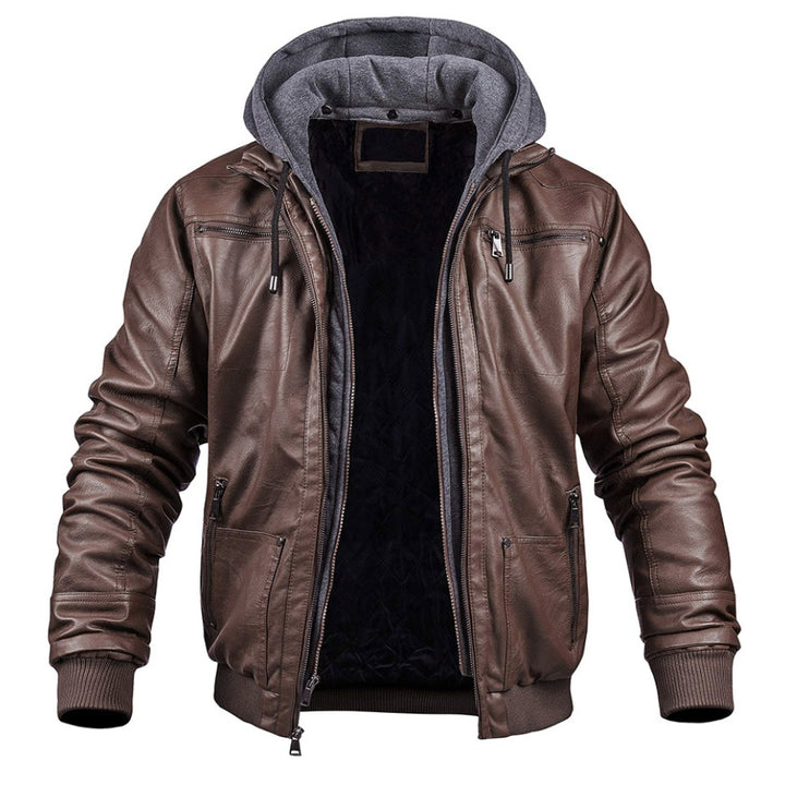 Veste d'hiver Heinrich en cuir à capuche – robuste et chaude