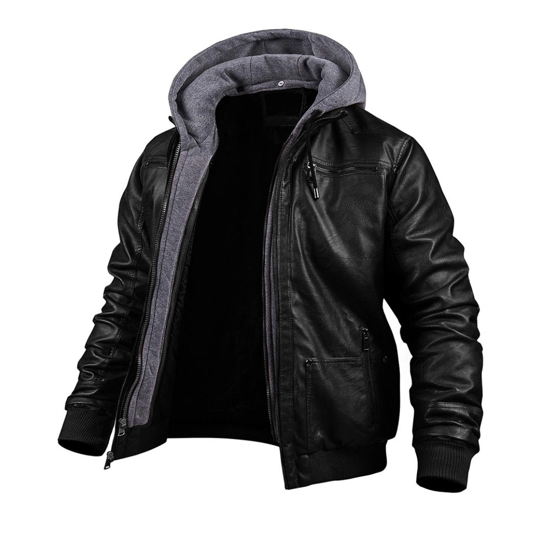 Veste d'hiver Heinrich en cuir à capuche – robuste et chaude