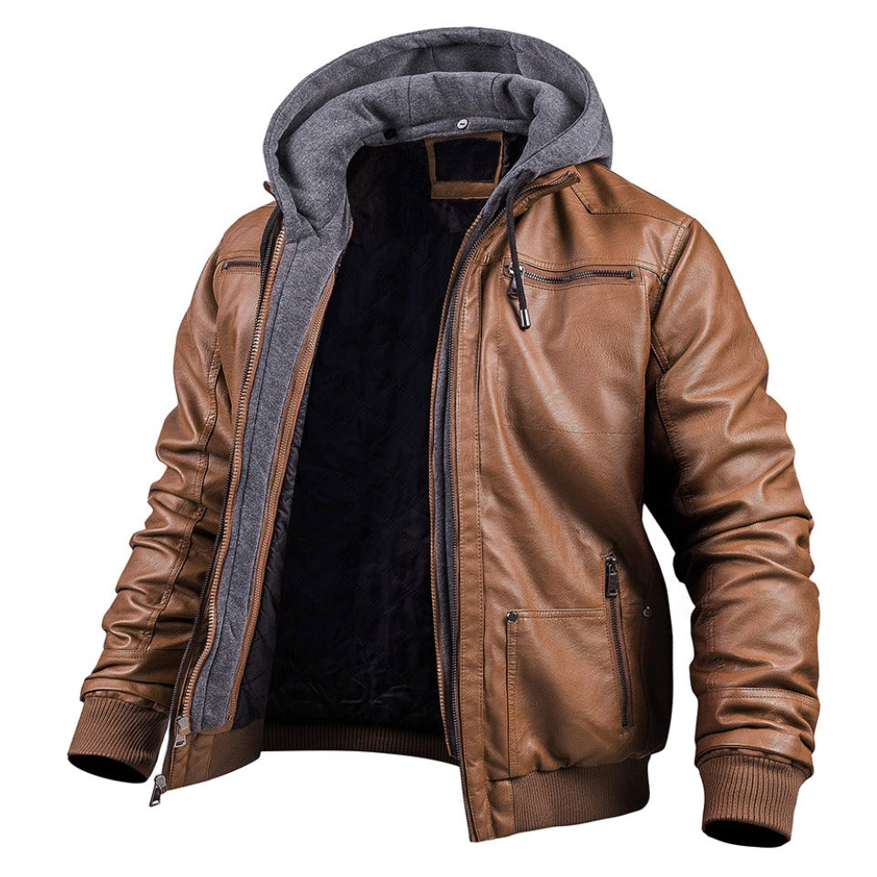 Veste d'hiver Heinrich en cuir à capuche – robuste et chaude