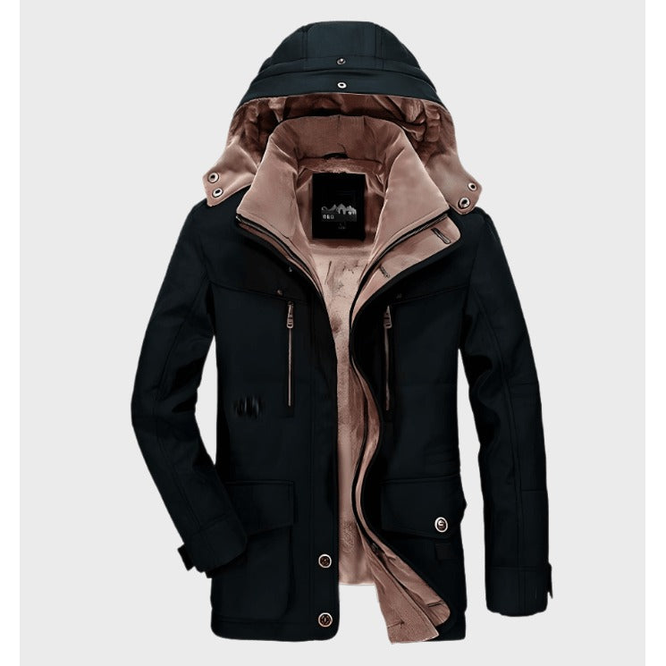 Veste d'hiver homme à capuche et poches profondes