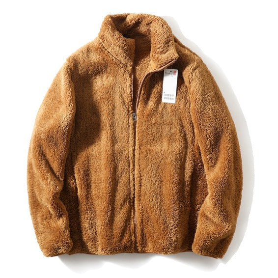 Veste d'hiver homme doublée peluche – col montant zippé