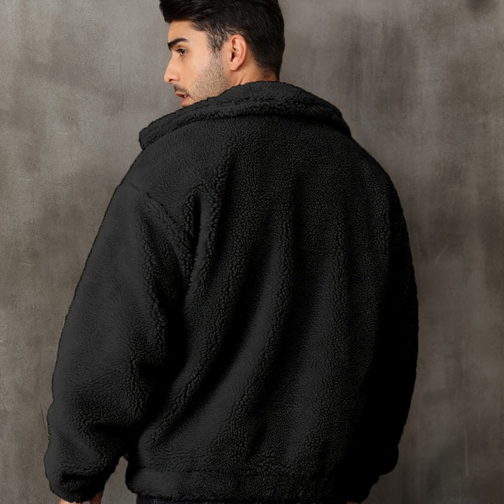 Veste d'hiver homme doublée peluche – col montant zippé