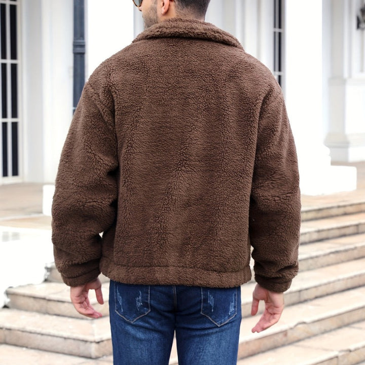 Veste d'hiver homme doublée peluche – col montant zippé