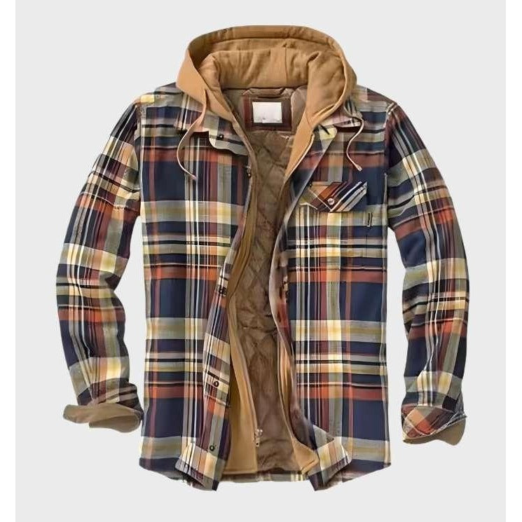 Veste en flanelle à carreaux – capuche et fermeture zippée