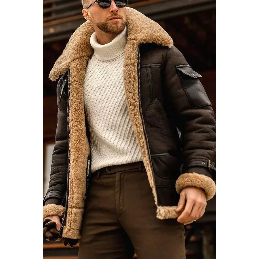 Veste homme en cuir à doublure chaude – style intemporel