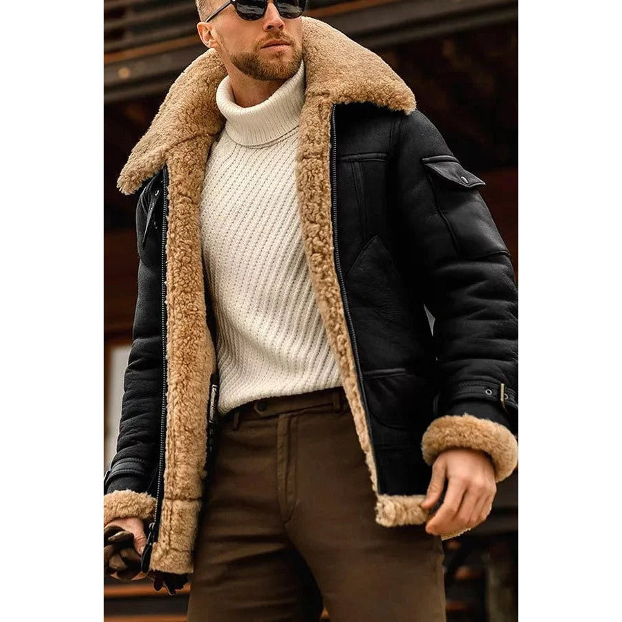 Veste homme en cuir à doublure chaude – style intemporel