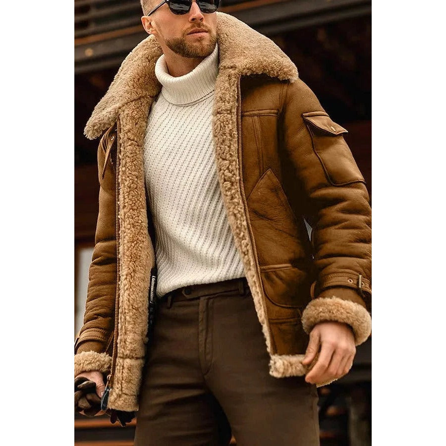 Veste homme en cuir à doublure chaude – style intemporel