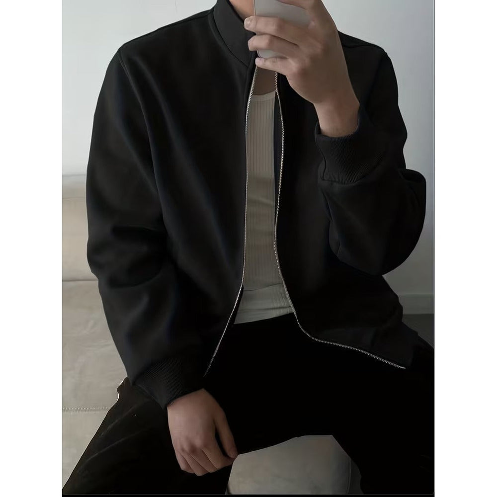 Veste homme slim zippée – col haut minimaliste