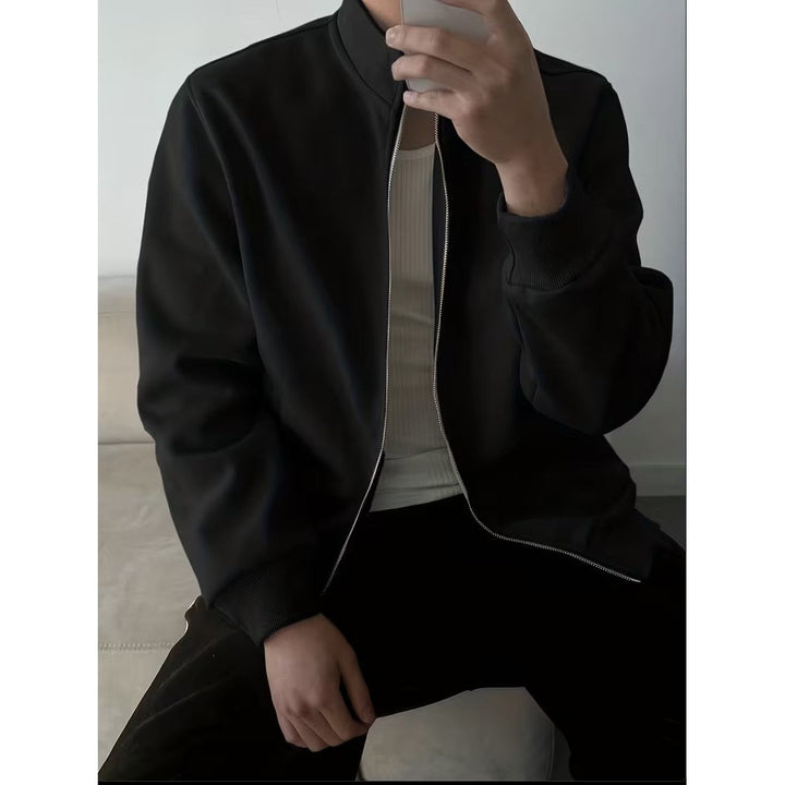 Veste homme slim zippée – col haut minimaliste