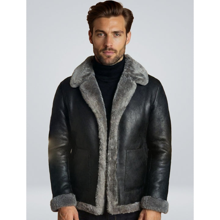 Veste Noah en cuir doublée peau lainée – chaleur et style