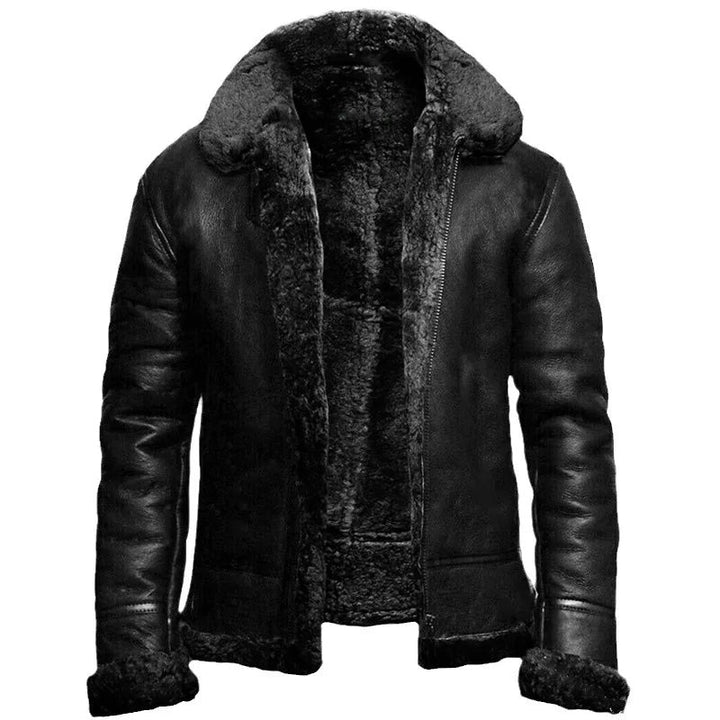 Veste Noah en cuir doublée peau lainée – chaleur et style