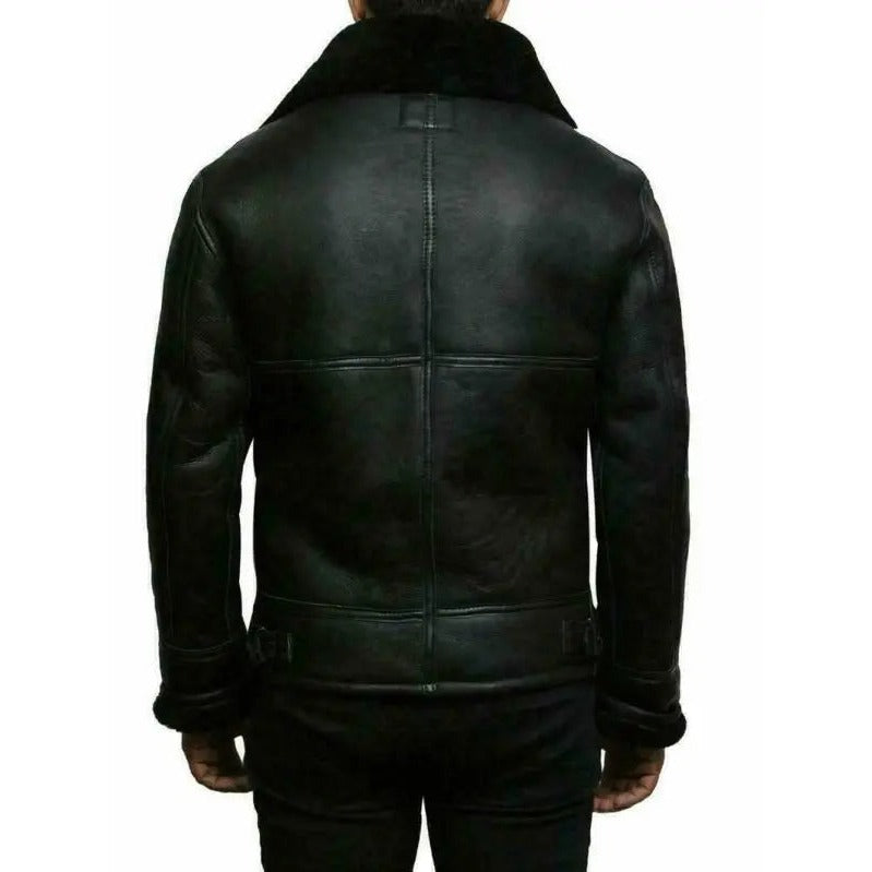 Veste Noah en cuir doublée peau lainée – chaleur et style