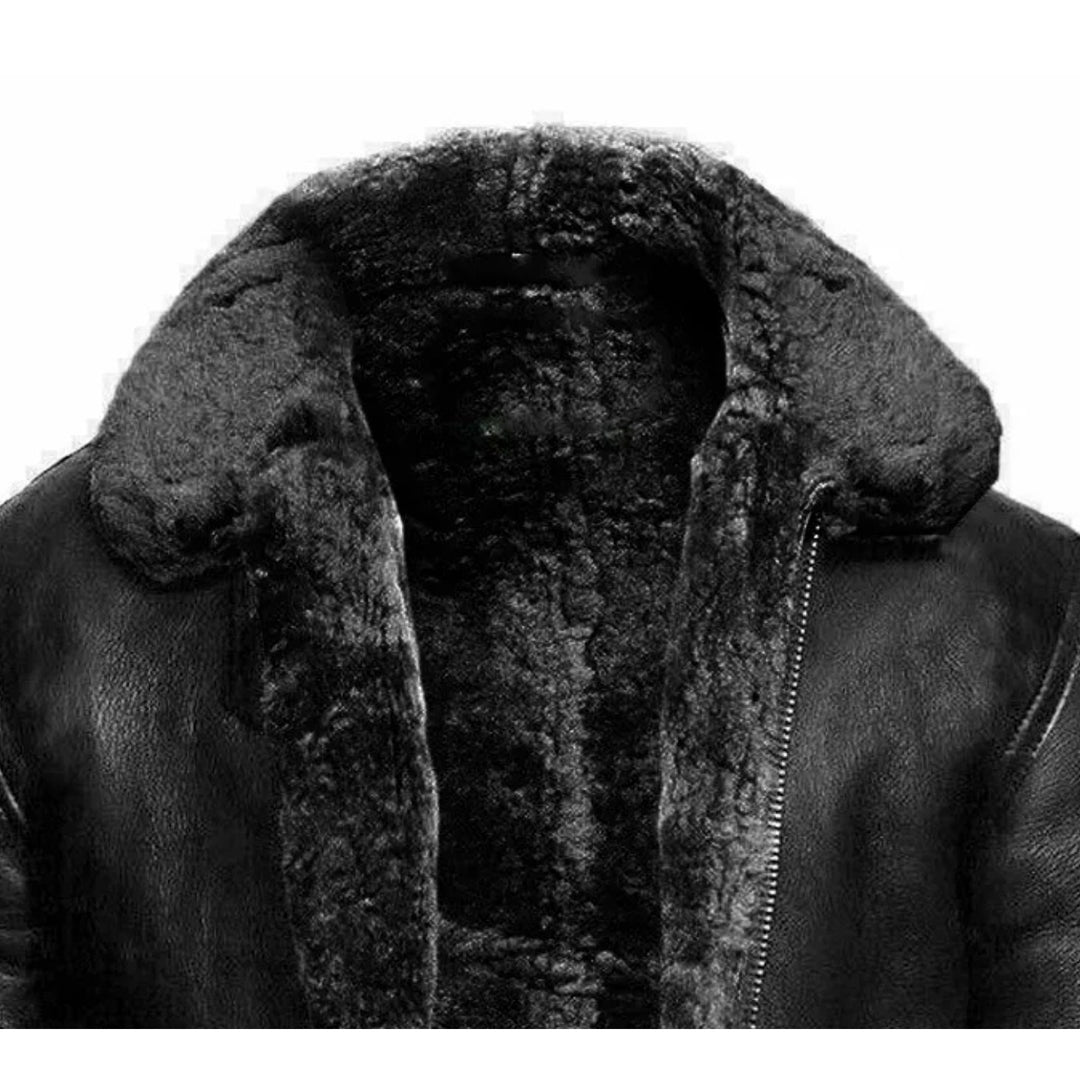 Veste Noah en cuir doublée peau lainée – chaleur et style