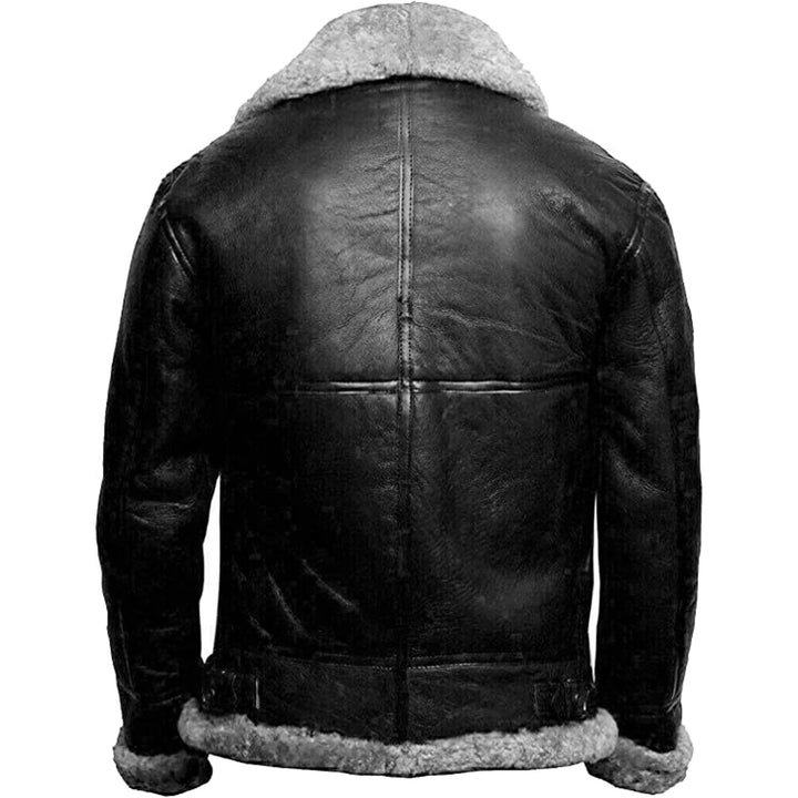 Veste Noah en cuir doublée peau lainée – chaleur et style
