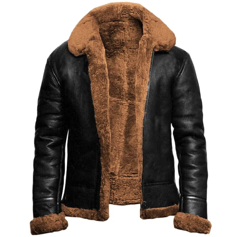 Veste Noah en cuir doublée peau lainée – chaleur et style