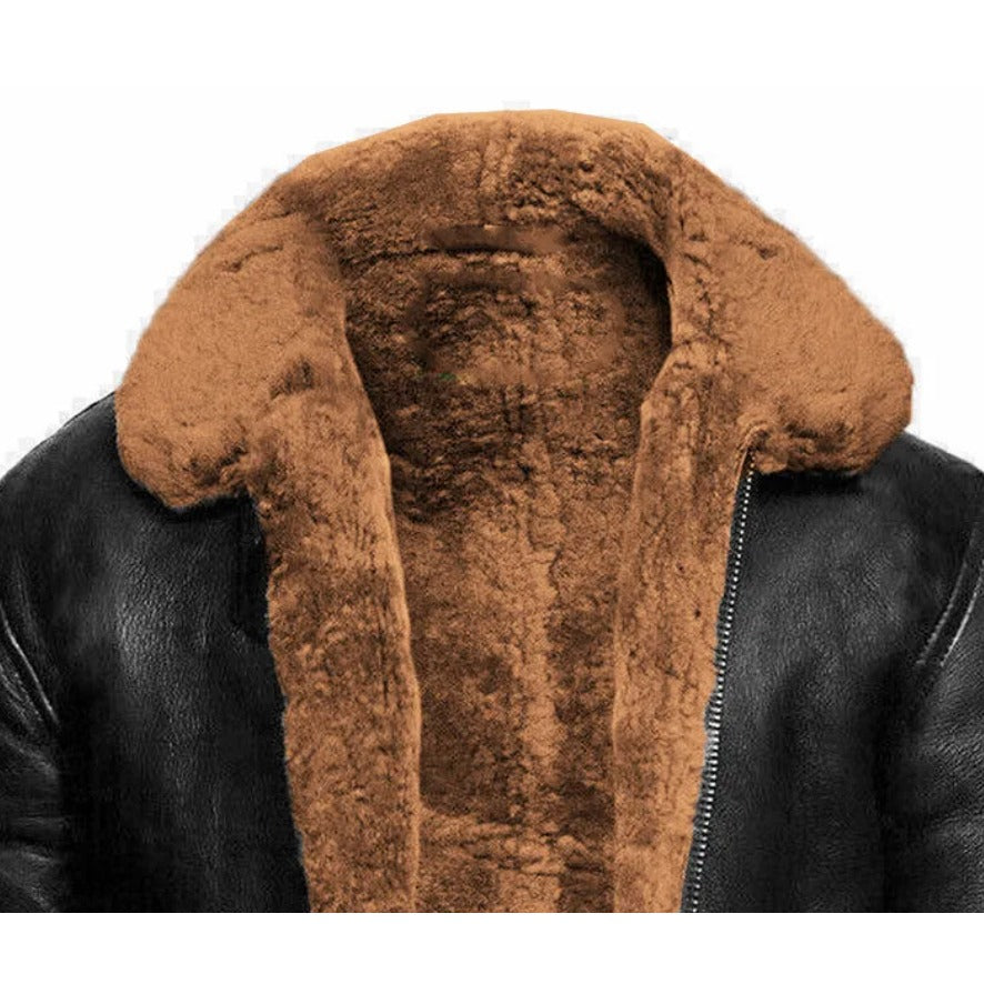 Veste Noah en cuir doublée peau lainée – chaleur et style