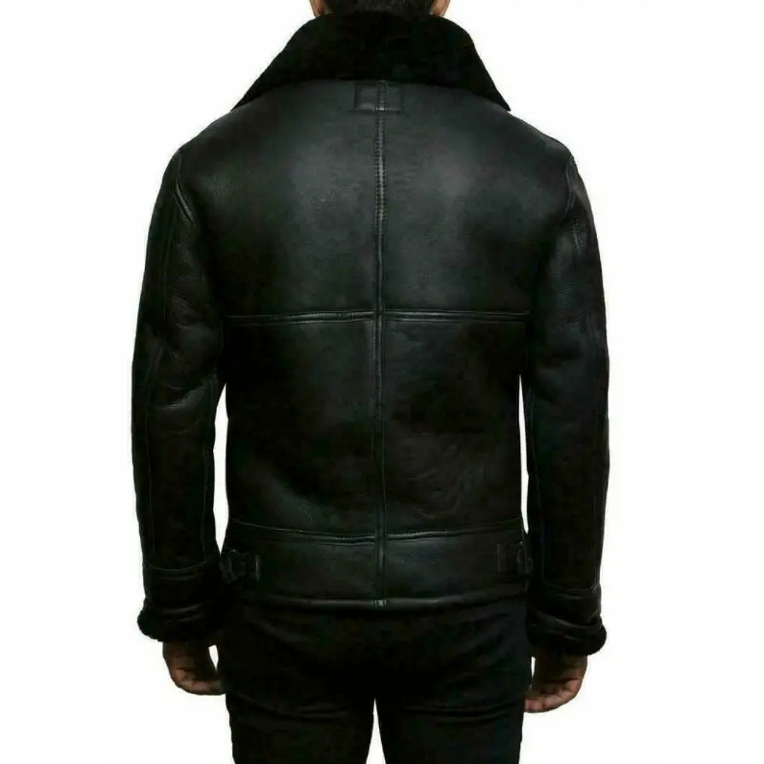 Veste Noah en cuir doublée peau lainée – chaleur et style
