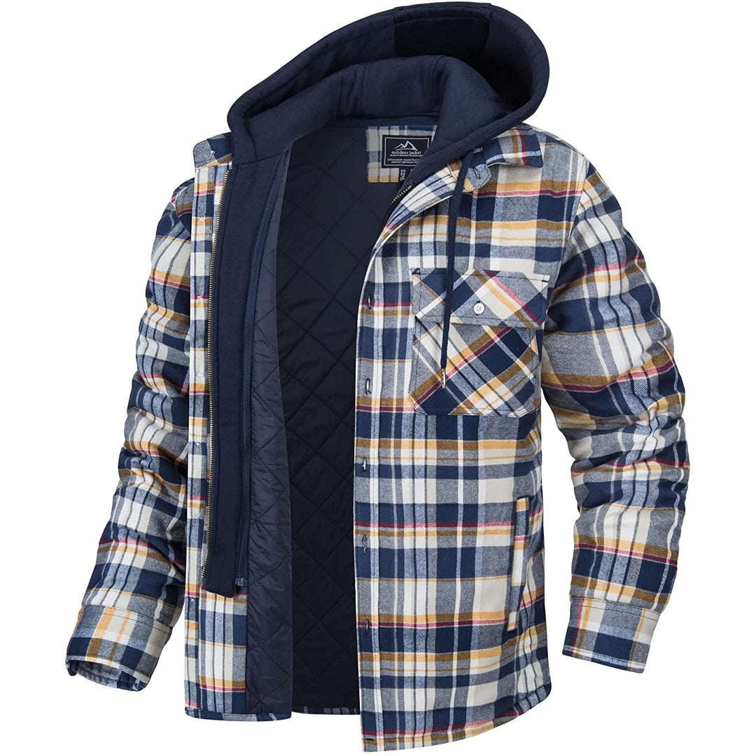 Veste Tommy homme à carreaux – capuche et doublure chaude