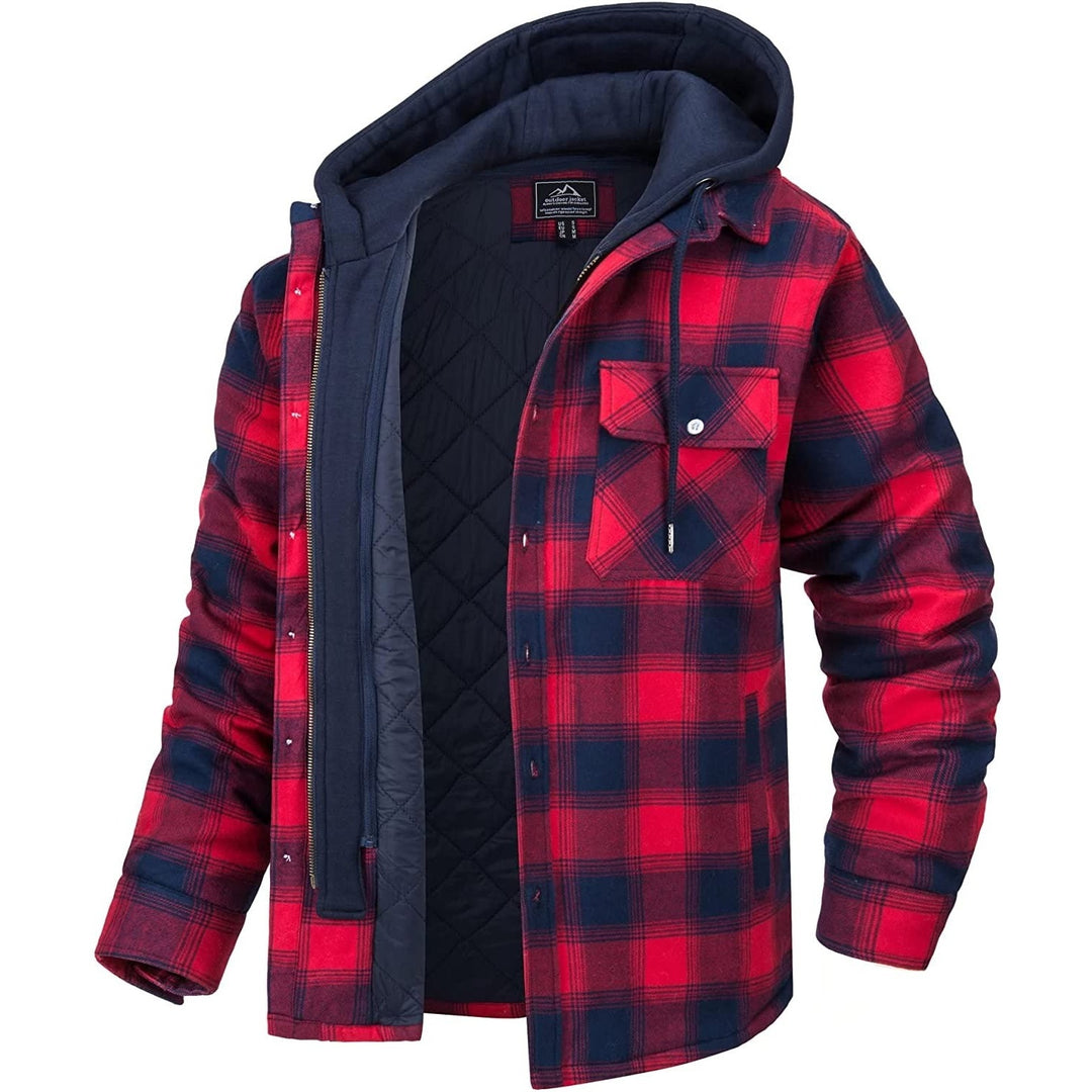 Veste Tommy homme à carreaux – capuche et doublure chaude