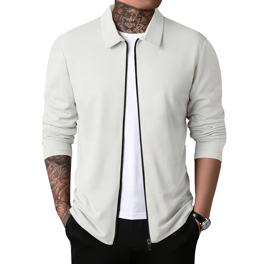 Veste zippée homme unie – poche poitrine et col à revers