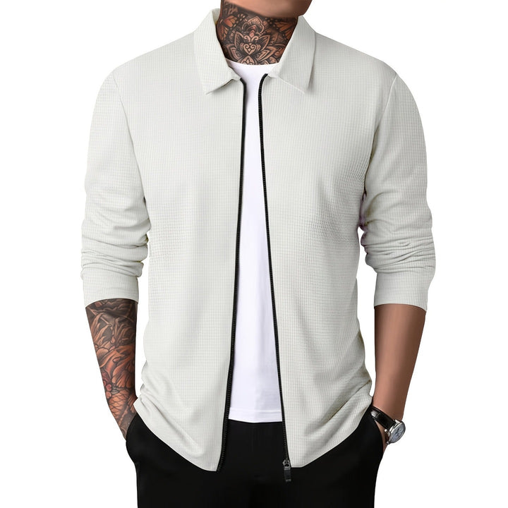 Veste zippée homme unie – poche poitrine et col à revers
